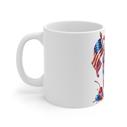 Patriotic Donut Milkshake Coffee Mug – 4th of July Ice Cream Sundae Mug – Red White Blue Dessert Cup with American Flag – Americana Treat Mug Patriotic Red White Blue Milkshake Mug – 11oz Fourth of...