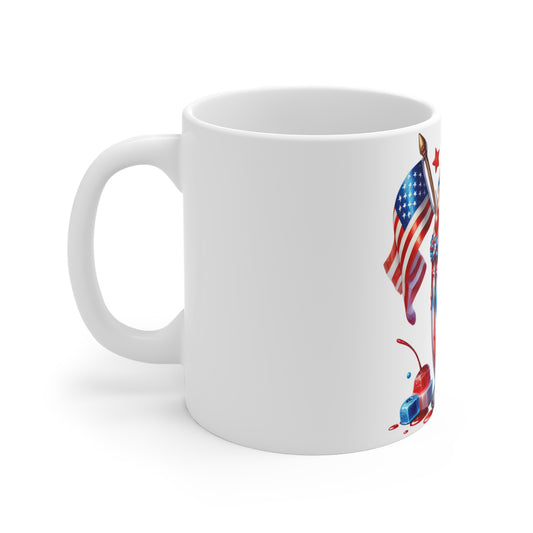 Patriotic Donut Milkshake Coffee Mug – 4th of July Ice Cream Sundae Mug – Red White Blue Dessert Cup with American Flag – Americana Treat Mug Patriotic Red White Blue Milkshake Mug – 11oz Fourth of...