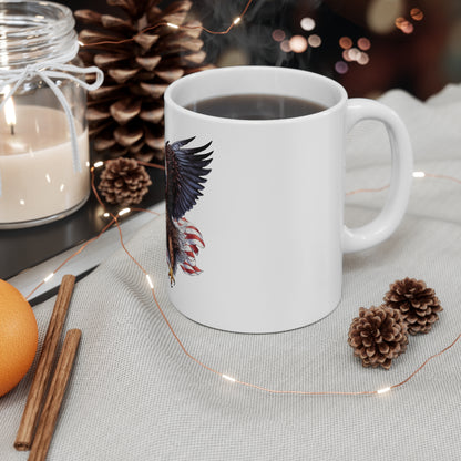 Patriotic Bald Eagle Mug – American Flag 11oz Coffee Cup