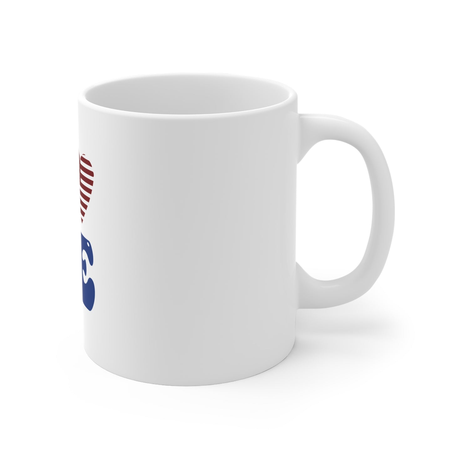 Patriotic LOVE Mug — 11oz American Flag Heart Coffee Cup