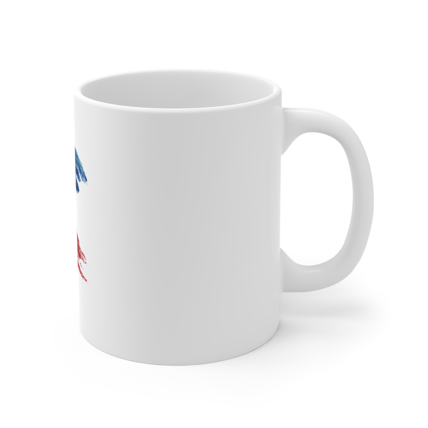 Patriotic Red & Blue Wave Mug — 11oz Brushstroke Coffee Cup