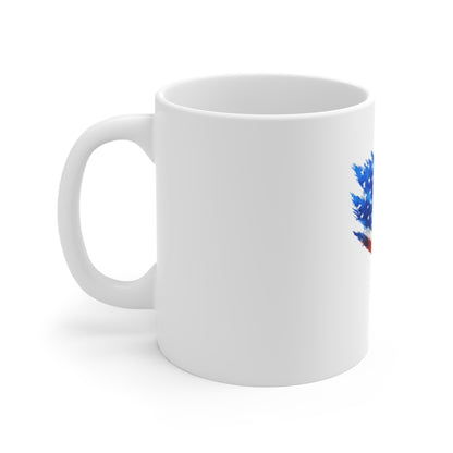 American Flag Watercolor Mug — Patriotic 11oz Coffee Cup