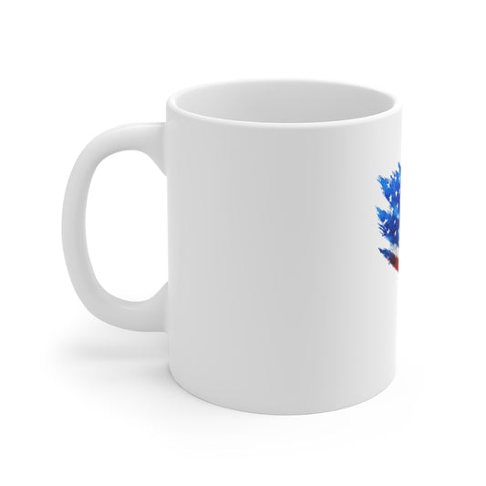 American Flag Watercolor Mug — Patriotic 11oz Coffee Cup