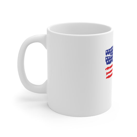 Rough Paint American Flag Coffee Mug – Brush Stroke USA Flag Mug – Patriotic Bold Stripe Cup – Red White Blue Americana Gift Mug 11oz