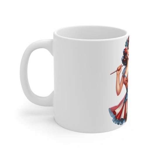 Patriotic Pin Up Dress Mug – Vintage American Flag Woman Coffee Mug – Retro USA Girl Cup – 4th of July Gift – Classic Americana Pin Up Patriotic Pin-Up 11oz Coffee Mug — Vintage American Flag Pinup...