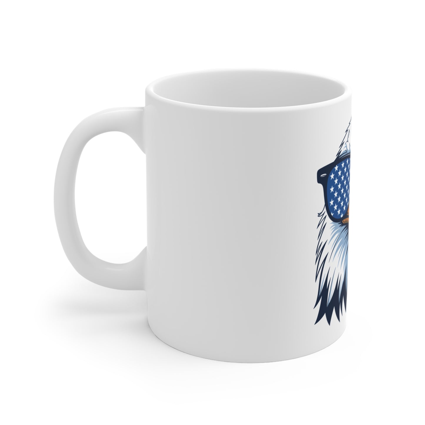 Patriotic Eagle Sunglasses Mug – Cool American Eagle Coffee Mug – USA Flag Aviator Shades Cup – Bold Patriotic Gift Mug Mug 11oz