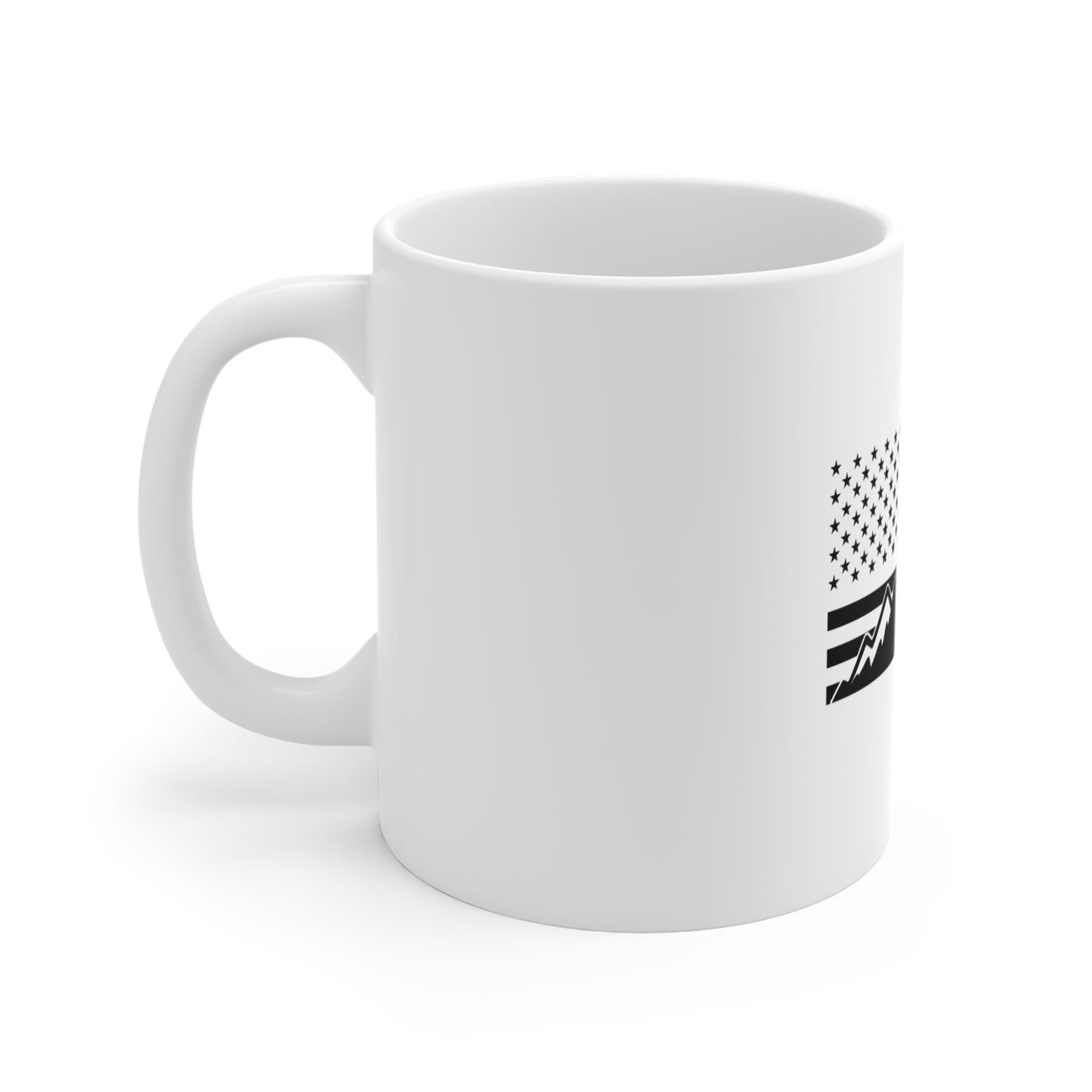American Mountain Flag Mug - 11oz Patriotic Outdoors Coffee Cup