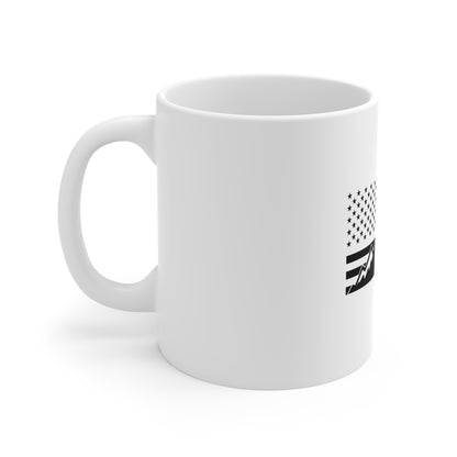 American Mountain Flag Mug - 11oz Patriotic Outdoors Coffee Cup