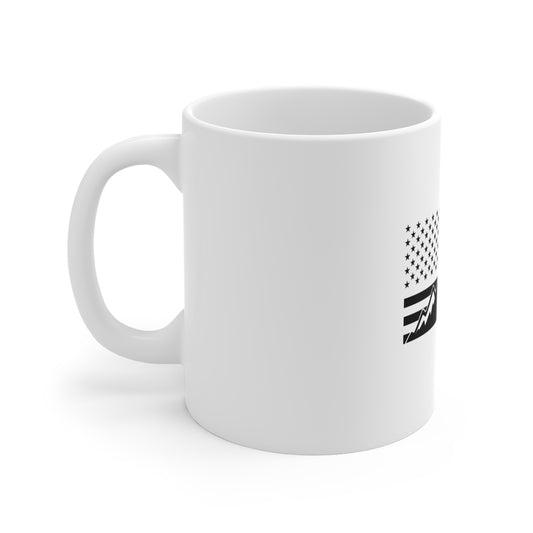 American Mountain Flag Mug - 11oz Patriotic Outdoors Coffee Cup