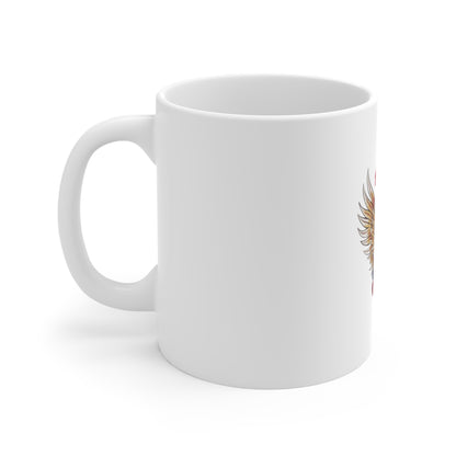Freedom Rocks Guitar Mug — Patriotic Winged Guitar & Roses 11oz