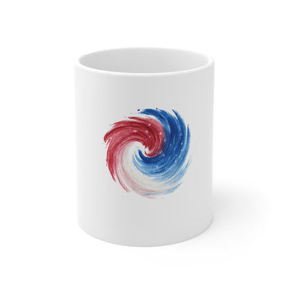 Patriotic Swirl Coffee Mug — Red White Blue 11oz Ceramic