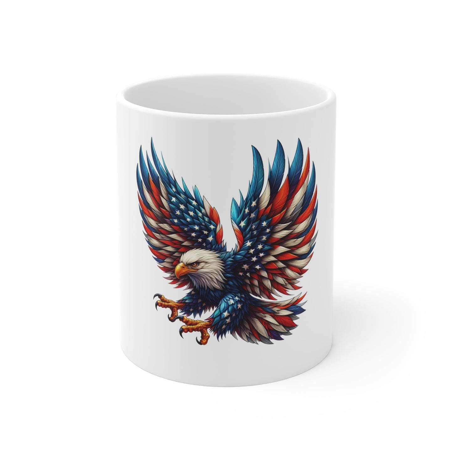 Patriotic Eagle Coffee Mug – American Flag Bald Eagle 11oz