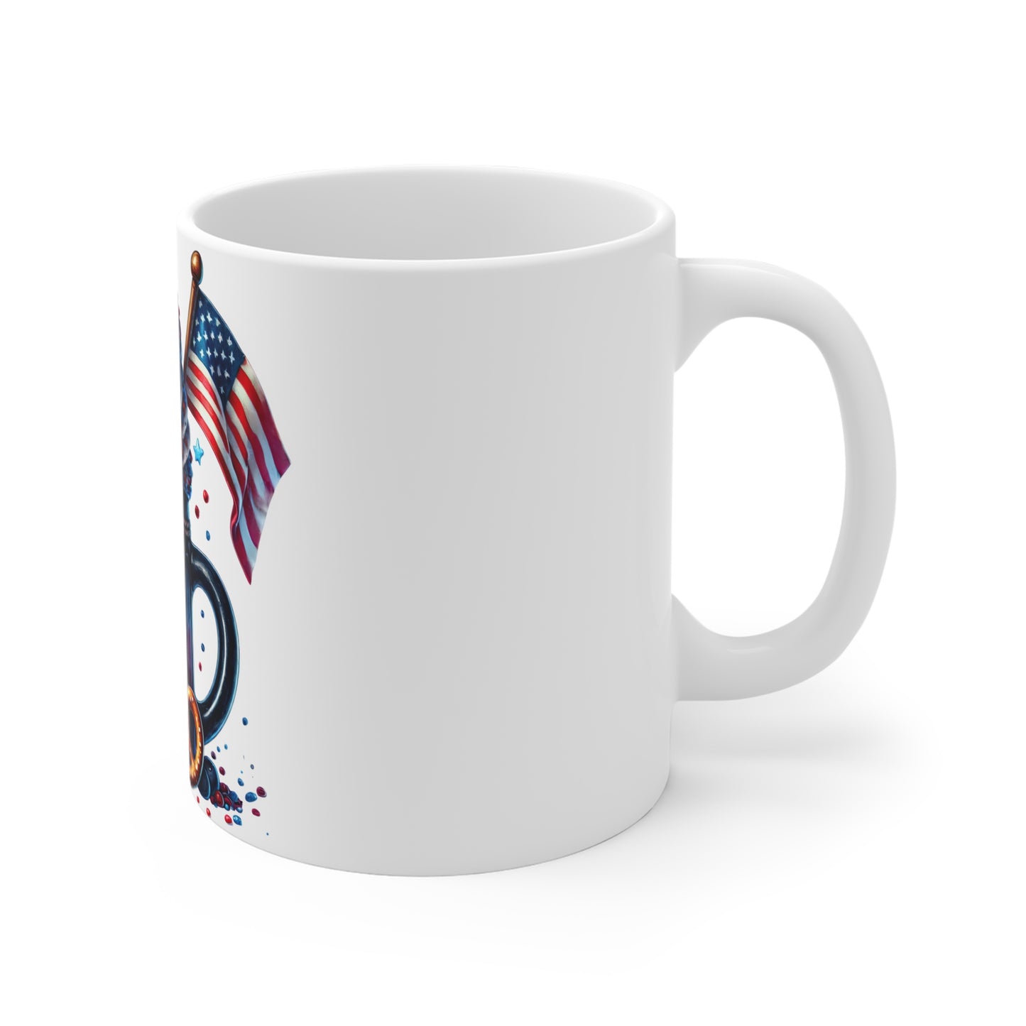 Patriotic Stars & Sprinkles Coffee Mug – 4th of July Milkshake Mug – Red White Blue Ice Cream Sundae Cup with American Flag Patriotic 4th of July Mug — Red, White & Blue Dessert Design (11oz)