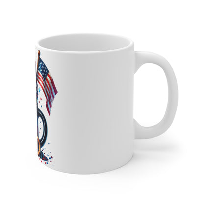 Patriotic Stars & Sprinkles Coffee Mug – 4th of July Milkshake Mug – Red White Blue Ice Cream Sundae Cup with American Flag Patriotic 4th of July Mug — Red, White & Blue Dessert Design (11oz)