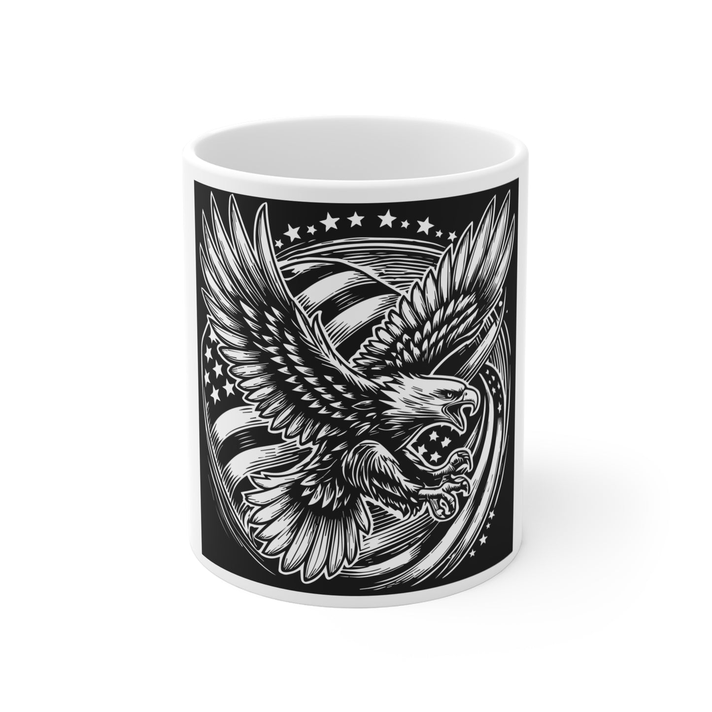 Grunge American Flag Paint Stroke Mug – Artistic USA Flag Coffee Mug – Abstract Patriotic Cup – Modern Americana Mug Mug 11oz