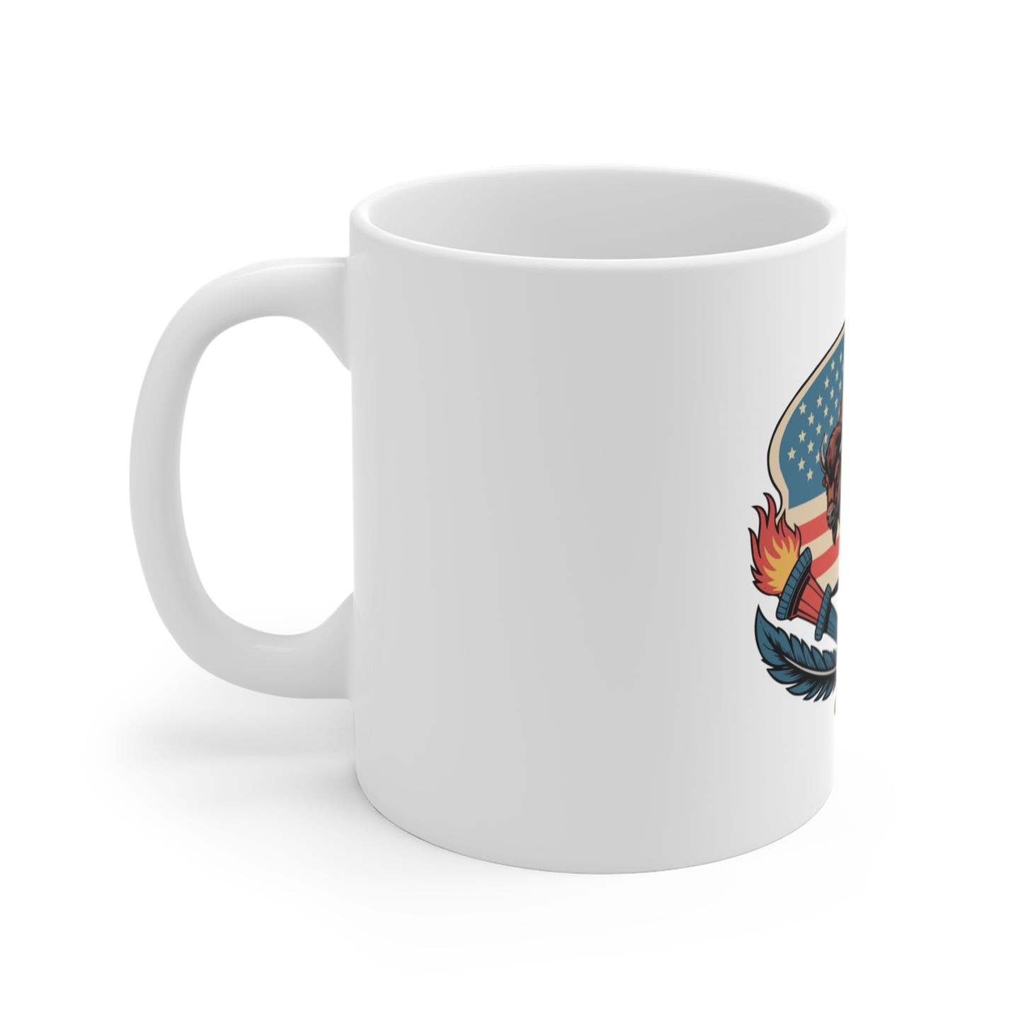 American Buffalo Mug — USA Flag Bison Coffee Cup (11oz)