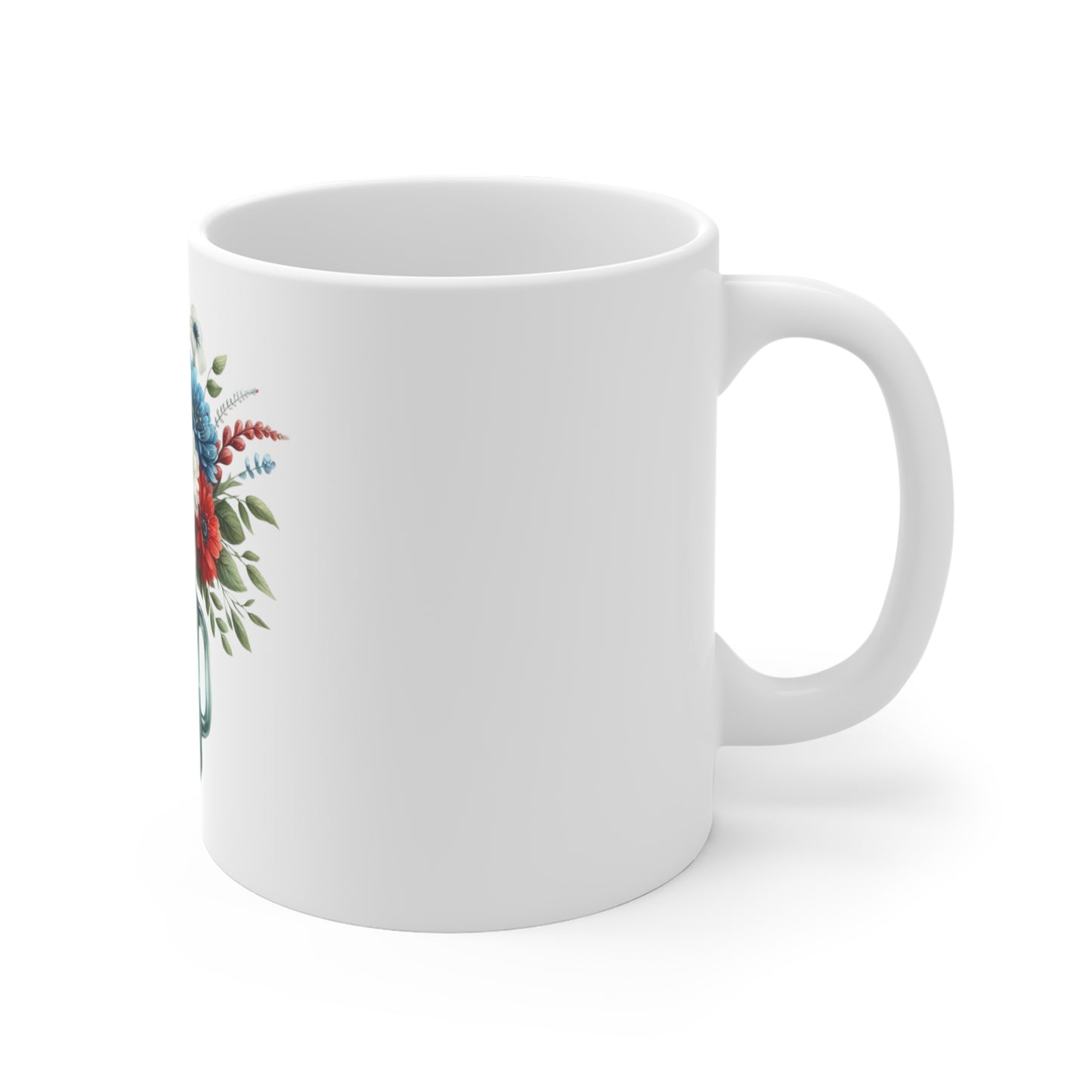 Patriotic Daisy Mason Jar Coffee Mug – Red White Blue Floral Mug – Americana Wildflower Bouquet Cup – 4th of July Gift Mug Patriotic Mason Jar Bouquet Mug – 11oz Red White Blue Floral Coffee Cup...
