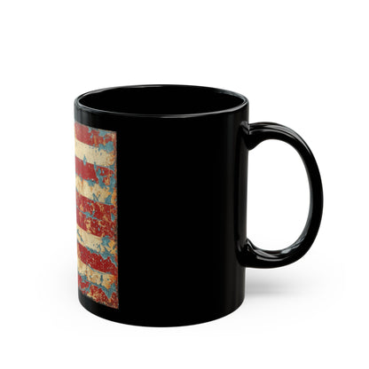 Distressed American Flag Black Mug — Vintage USA Coffee Cup (11oz/15oz)