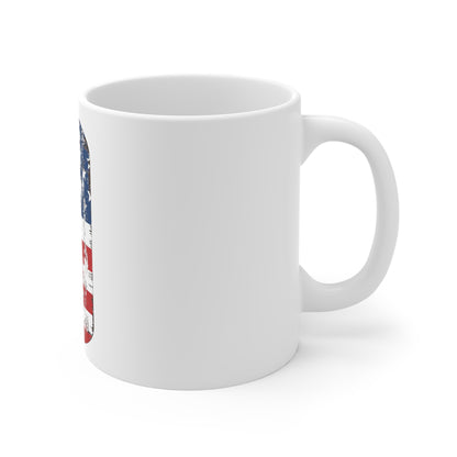 Distressed American Flag Number 0 Coffee Mug – Vintage Patriotic Number Mug – Rustic USA Stars & Stripes Cup – Americana Gift Mug 11oz