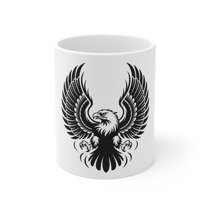 Black Eagle Silhouette Coffee Mug – Patriotic American Eagle Mug – Minimalist USA Eagle Cup – Bold Freedom Mug Mug 11oz