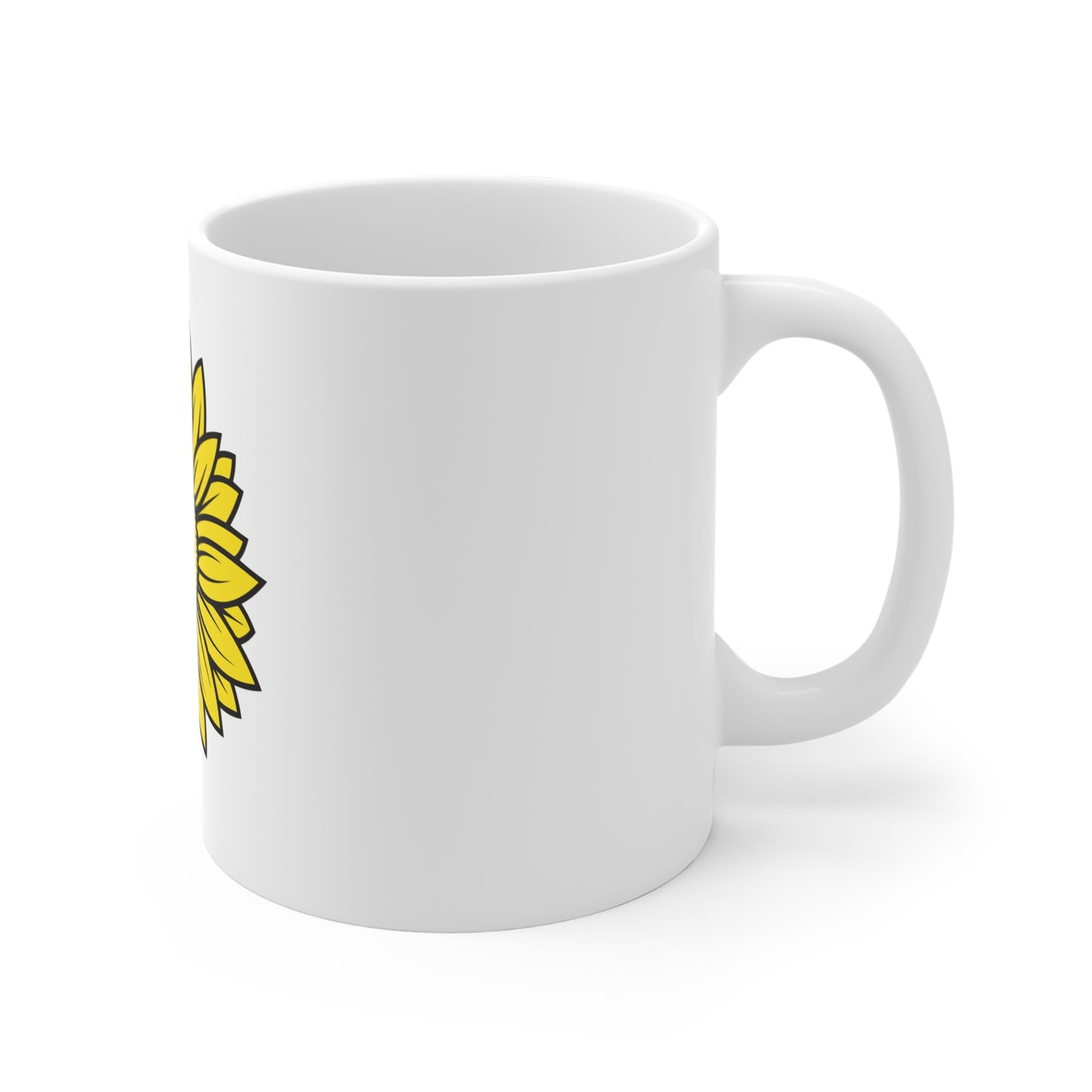 Patriotic Sunflower Coffee Mug – American Flag Yellow Sunflower Mug – Bold Red White Blue Floral Design – USA Gift Mug 11oz