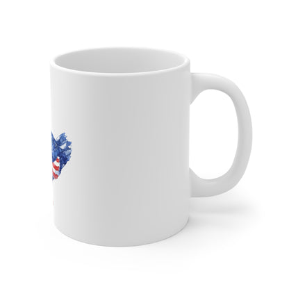 Patriotic Watercolor Goose Mug — American Flag Duck Art 11oz