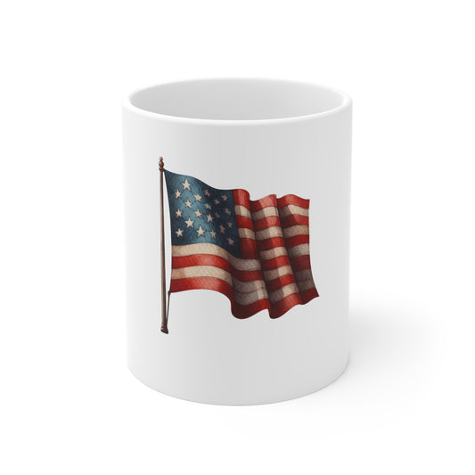 American Flag Coffee Mug — 11oz Patriotic USA Ceramic Mug