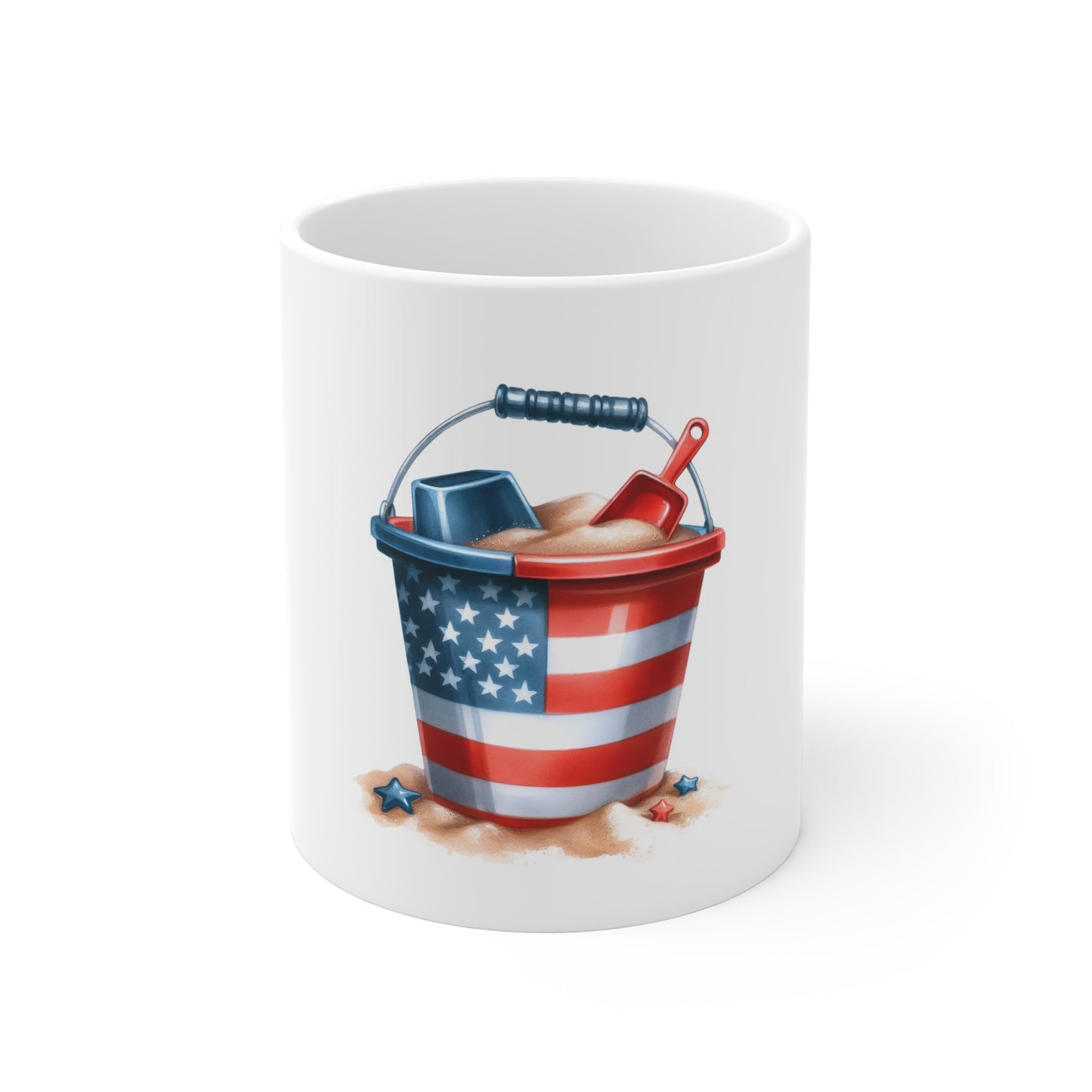 American Flag Beach Bucket 11oz Mug