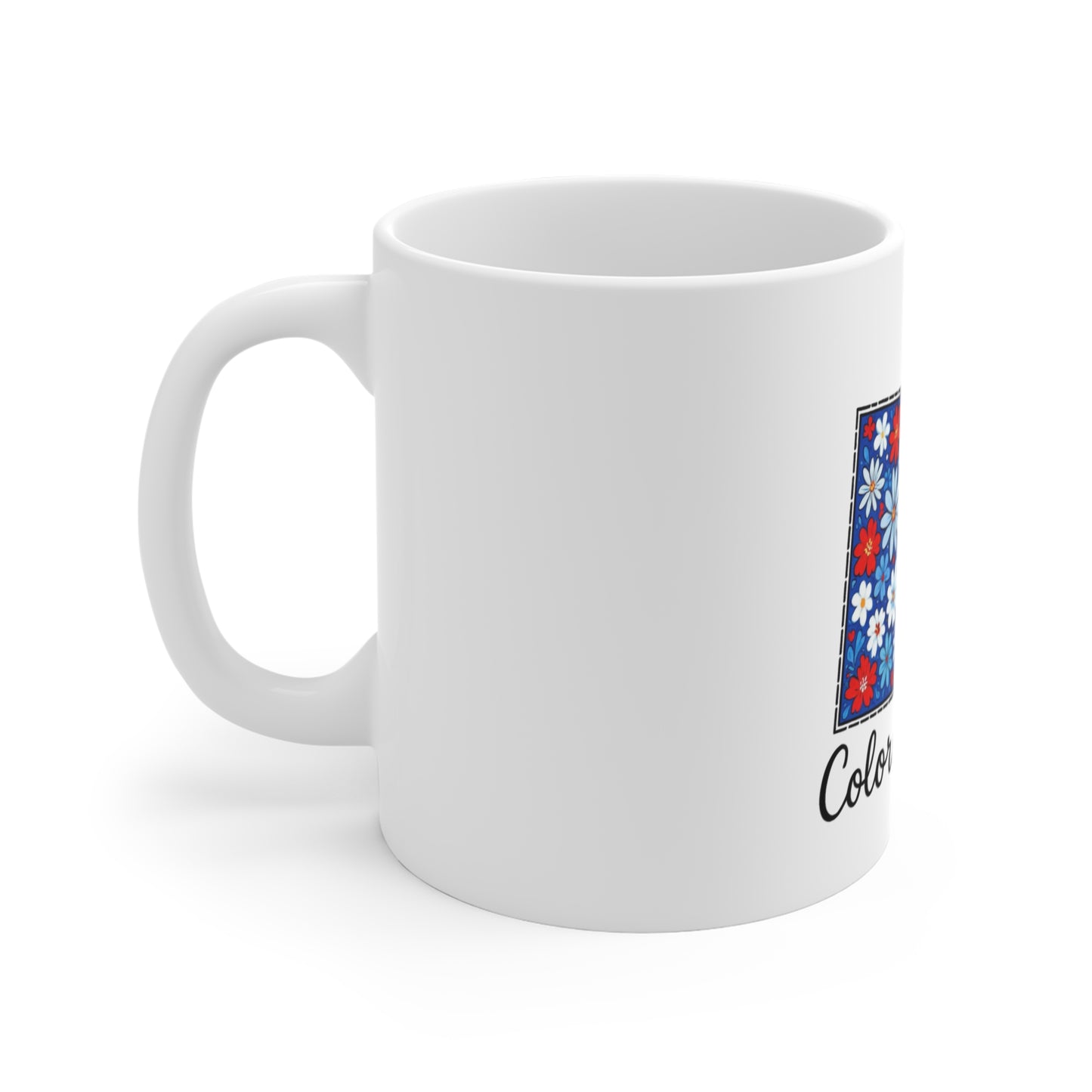 Colorado Floral State Mug — Red, White & Blue Daisy Design