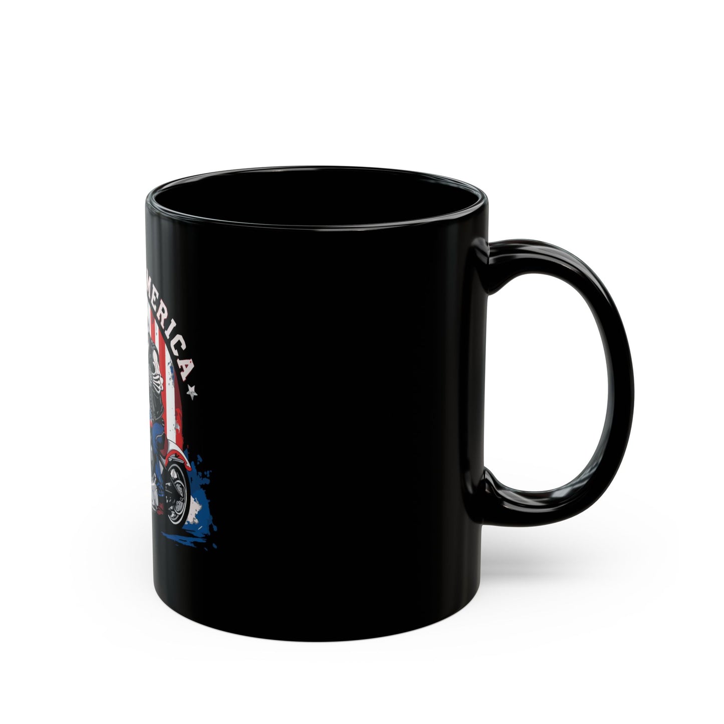 Made in America Biker Coffee Mug – Patriotic Motorcycle Skull Mug – USA Rider Gift Mug – American Flag Vintage Biker Cup Made in America Motorcycle Skeleton Black Mug — Patriotic Biker Coffee Cup...