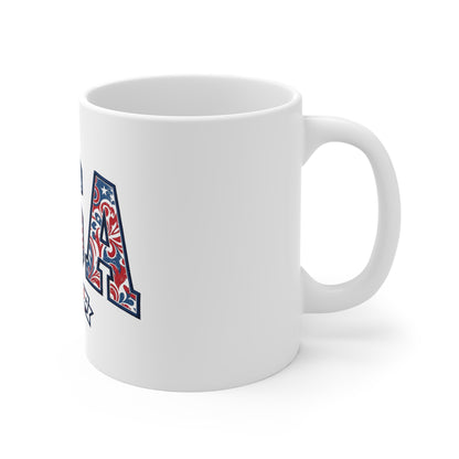 USA Patriotic Mug 11oz – 'USA Est. 1776' Red White Blue Flag Design