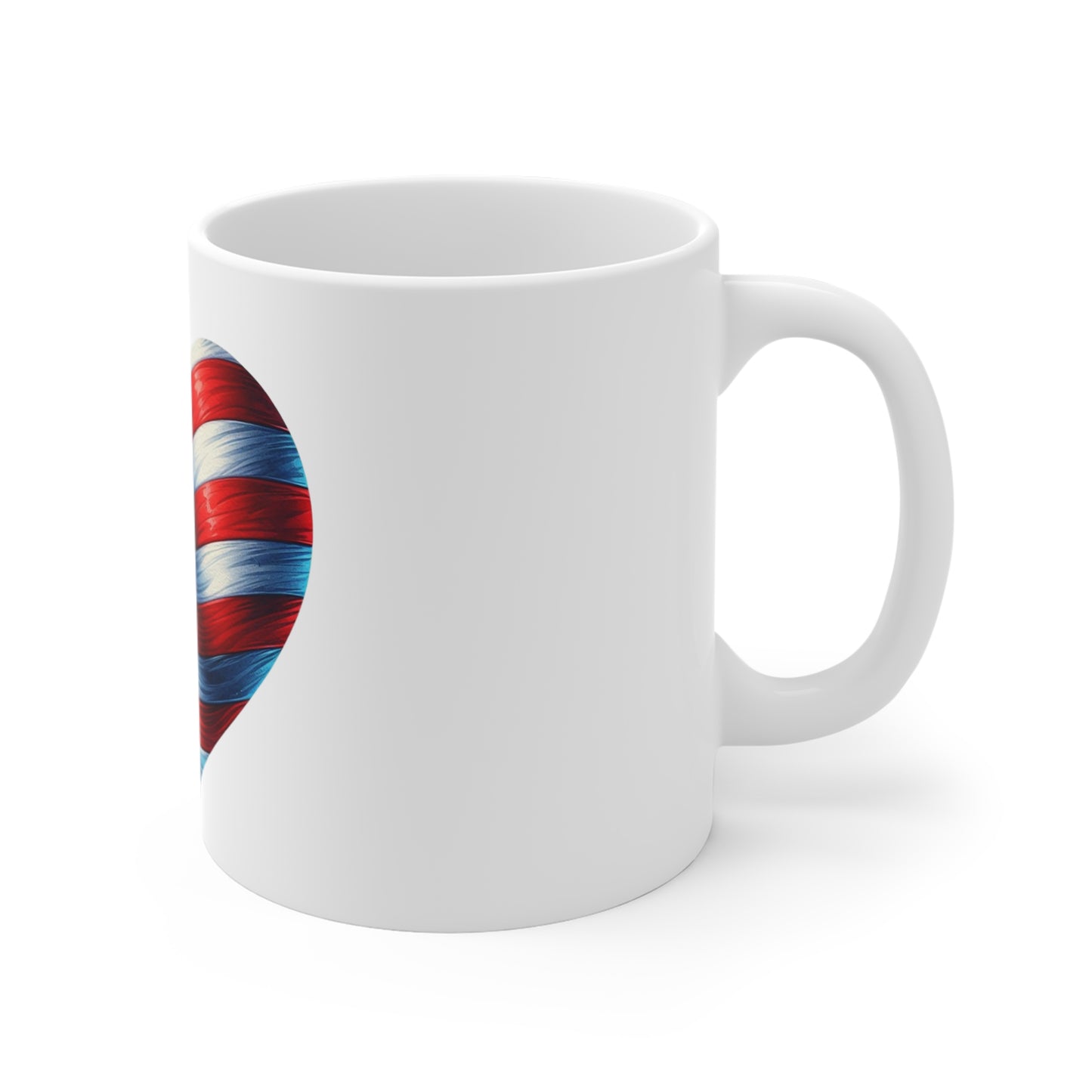 Bold Patriotic Heart Coffee Mug – American Flag Heart Mug – Vibrant USA Love Cup – Red White Blue Statement Mug Mug 11oz