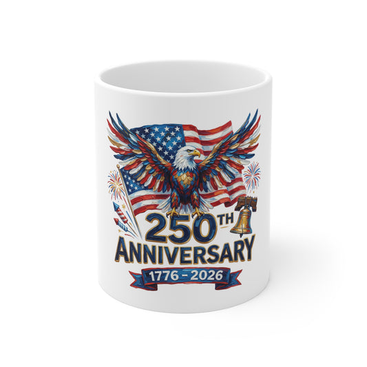 250th Anniversary 1776–2026 Commemorative Mug — American Eagle & Flag