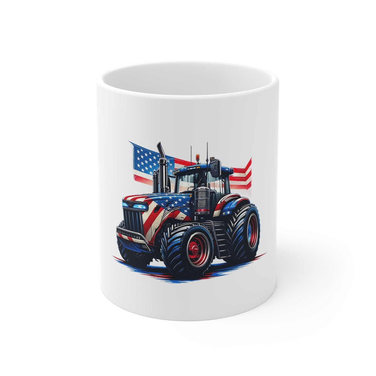 Patriotic Tractor Coffee Mug – American Flag Farm Tractor Mug – Red White Blue Country Pride Cup – Farmer Gift Mug – USA Agriculture MugMug 11oz