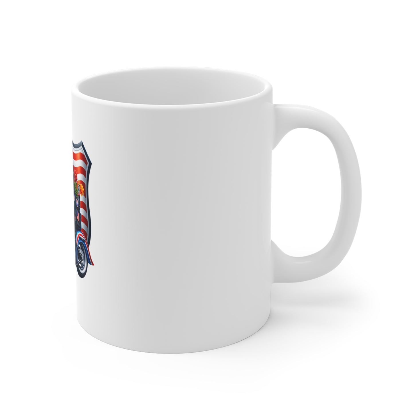 Patriotic Biker Gnome 11oz Mug – American Flag Motorcycle Coffee Cup