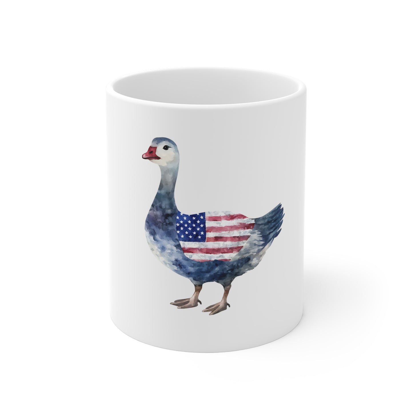 American Flag Goose Mug - Patriotic 11oz Coffee Cup