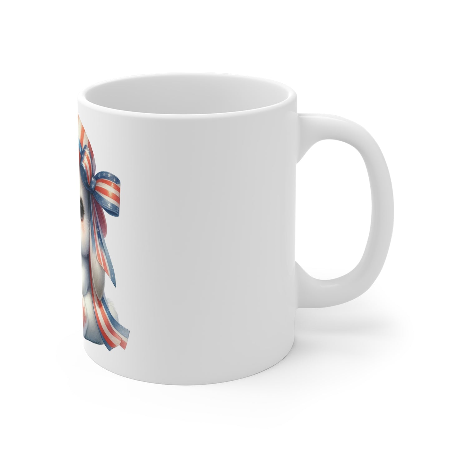 Patriotic Bunny Coffee Mug – Cute American Bunny Mug – Red White Blue Hat Bunny Cup – 4th of July Rabbit Gift 11oz
