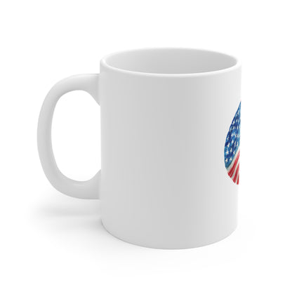 American Flag Heart Mug – Patriotic 11oz Coffee Cup