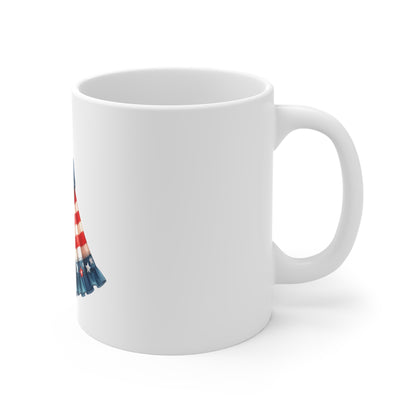11oz Mug — Patriotic American Flag Sundress Design (Fourth of July)