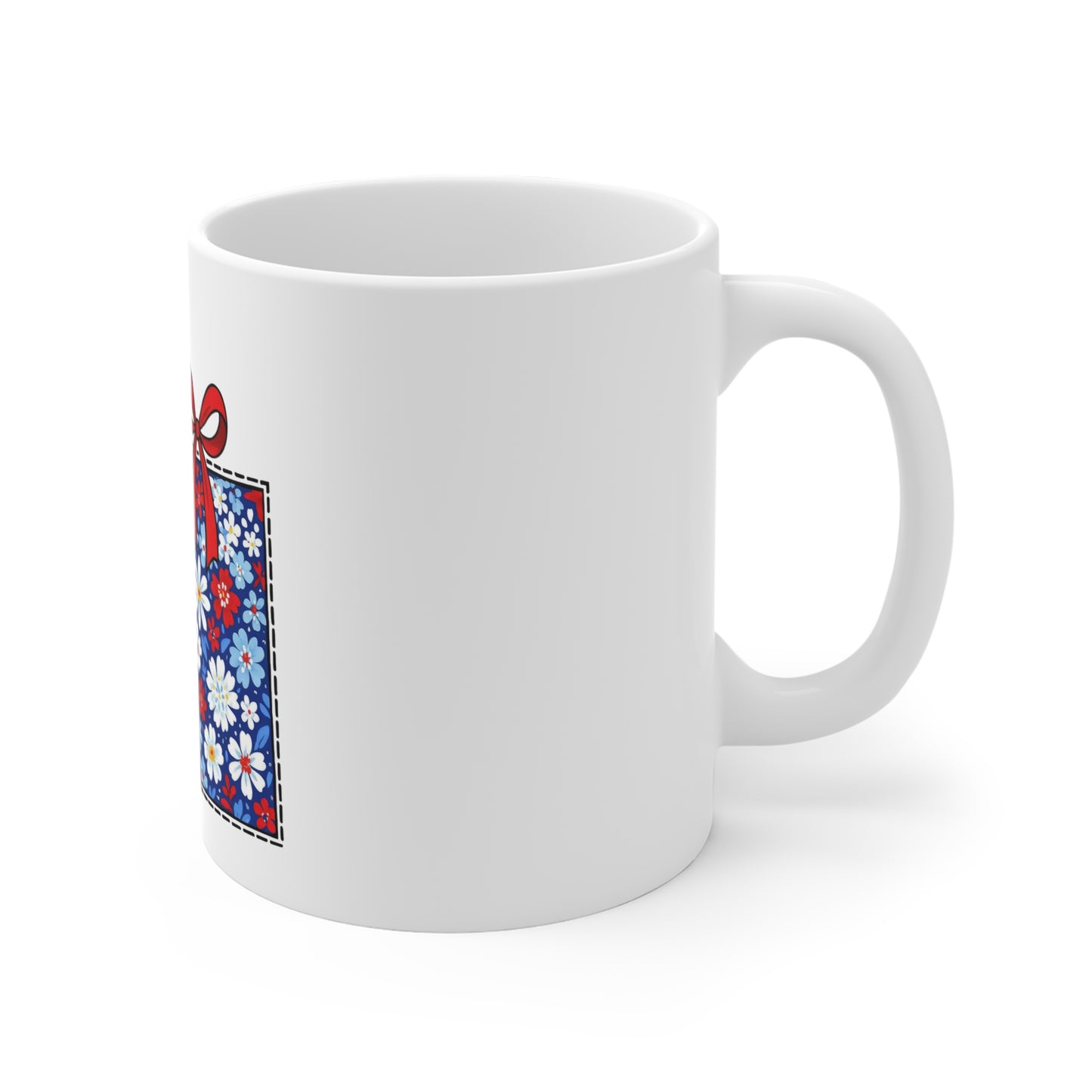 Wyoming Floral Daisy Mug — Red, White & Blue Gift Mug