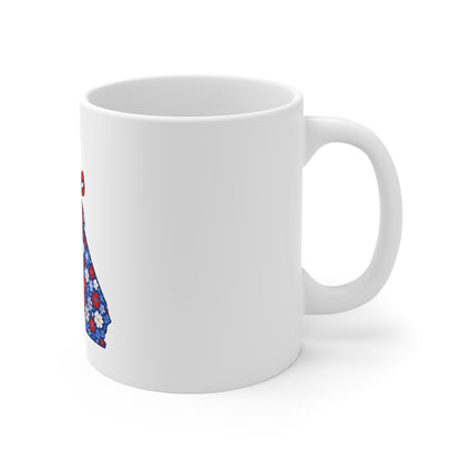 California Floral State Mug — Red, White & Blue Daisy Design