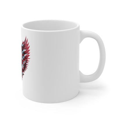 Patriotic Eagle Flag Coffee Mug – American Flag Bald Eagle Mug – USA Freedom Wings Mug 11oz