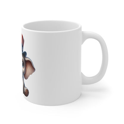 Cute Patriotic Elephant Coffee Mug – Uncle Sam Elephant Mug – Red White Blue Baby Elephant Cup – Adorable USA Gift Mug 11oz