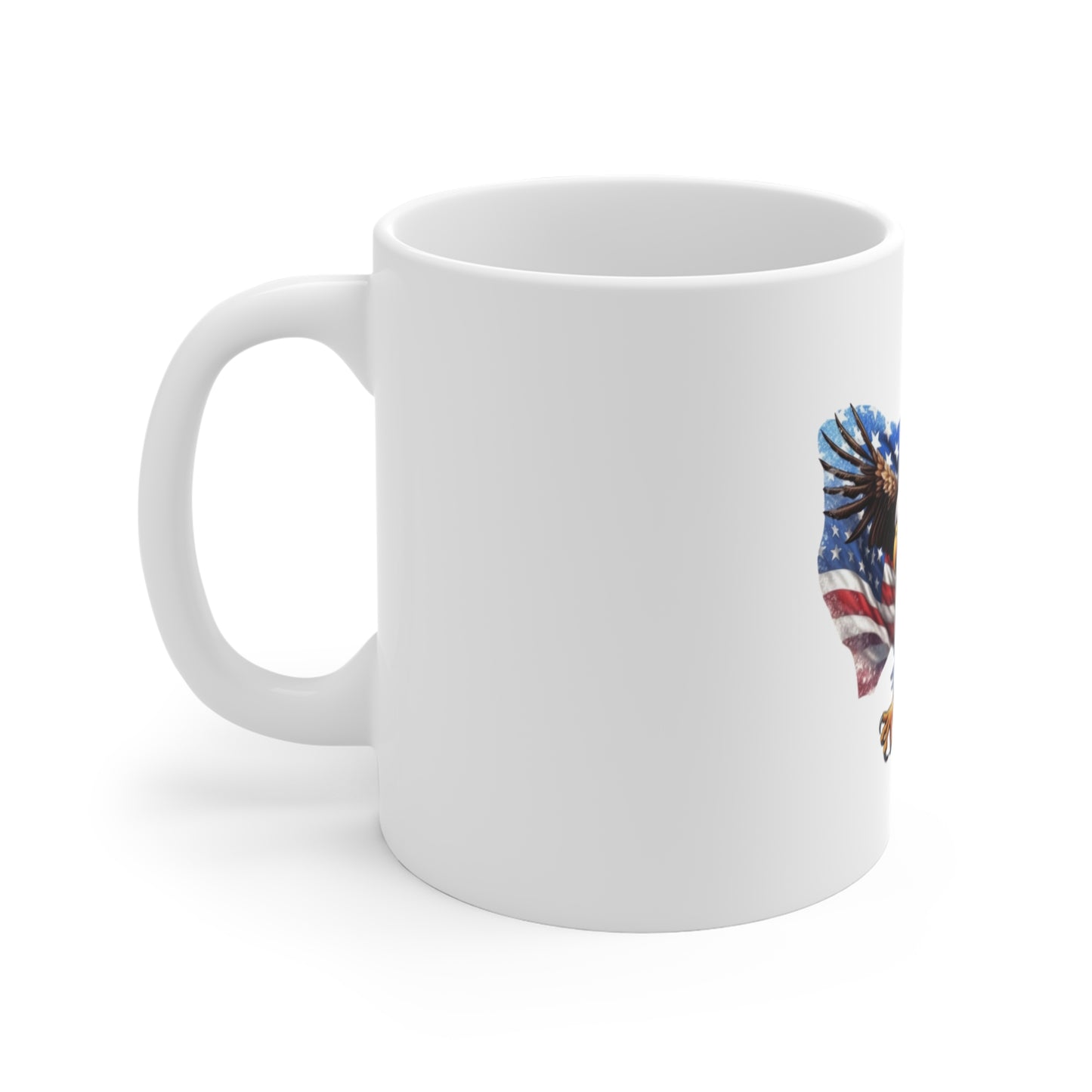 American Eagle Mug - Bald Eagle with USA Flag 11oz Patriotic Coffee Cup