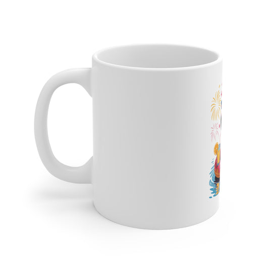 Patriotic Flamingo 11oz Mug — Fourth of July Pool Party Coffee Cup