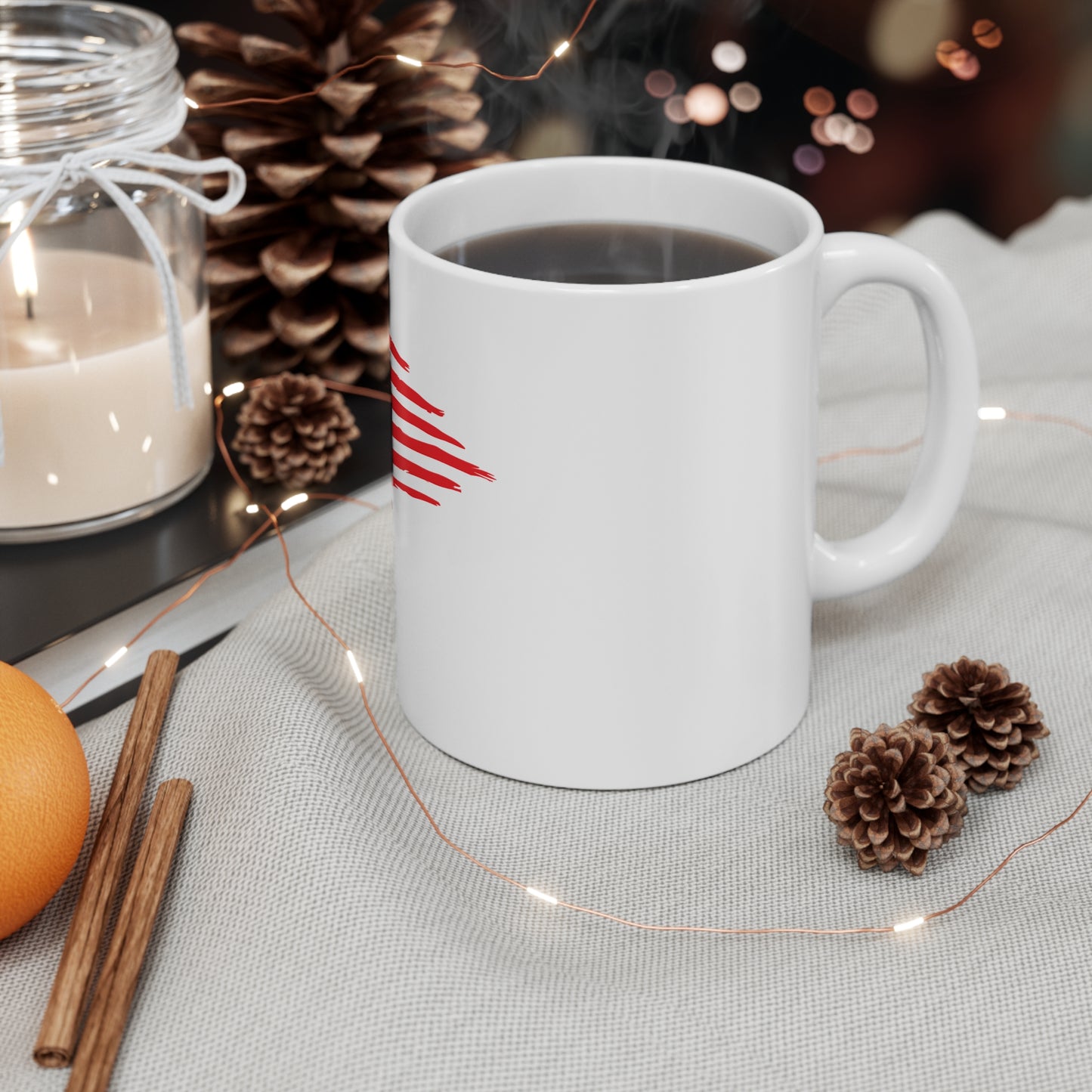 Distressed Horizontal American Flag Coffee Mug – Grunge USA Flag Mug – Brushstroke Patriotic Cup – Bold Americana Gift Mug 11oz