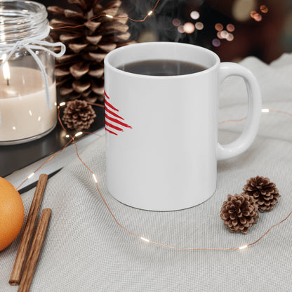Distressed Horizontal American Flag Coffee Mug – Grunge USA Flag Mug – Brushstroke Patriotic Cup – Bold Americana Gift Mug 11oz