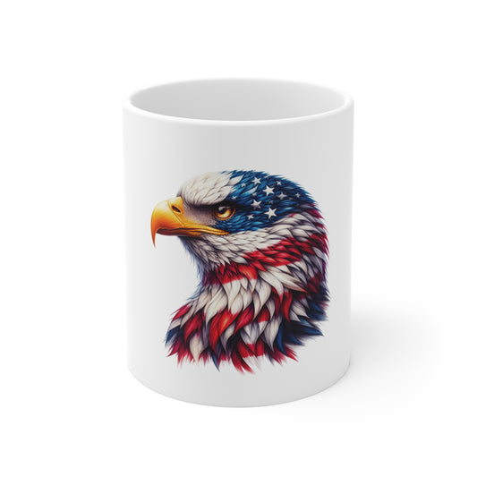 American Flag Eagle Mug - Patriotic 11oz Coffee Cup