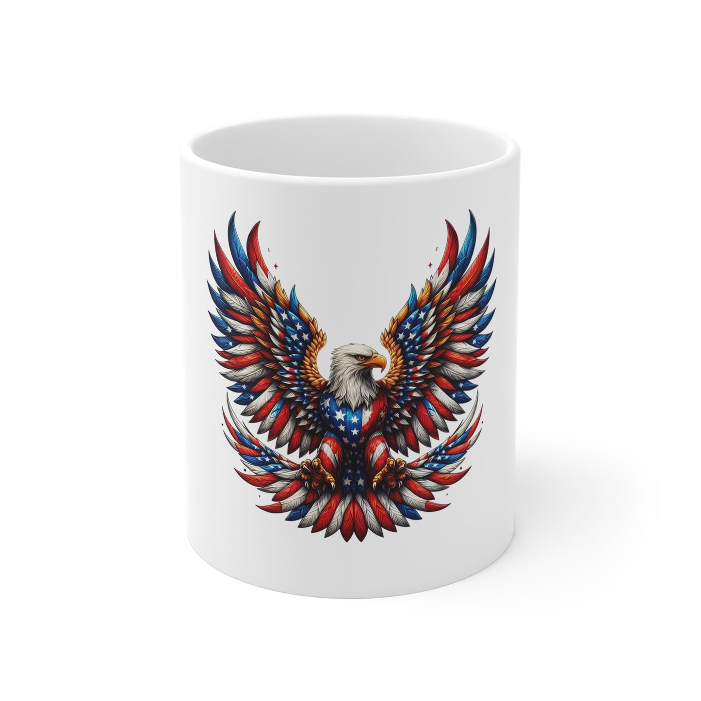 Patriotic Eagle Coffee Mug – American Flag Bald Eagle 11oz