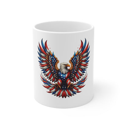 Patriotic Eagle Coffee Mug – American Flag Bald Eagle 11oz